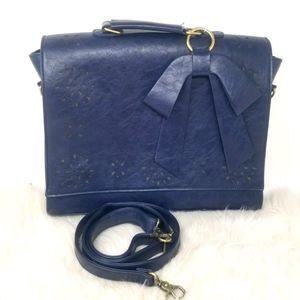 Navy Blue w/Bow Ecosusi Satchel/ Laptop Bag.